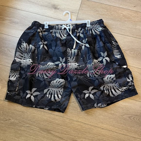 Kanu Surf Other - Kanu Surf 5X Swim Trunks Black White Tropical Print